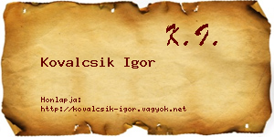 Kovalcsik Igor névjegykártya